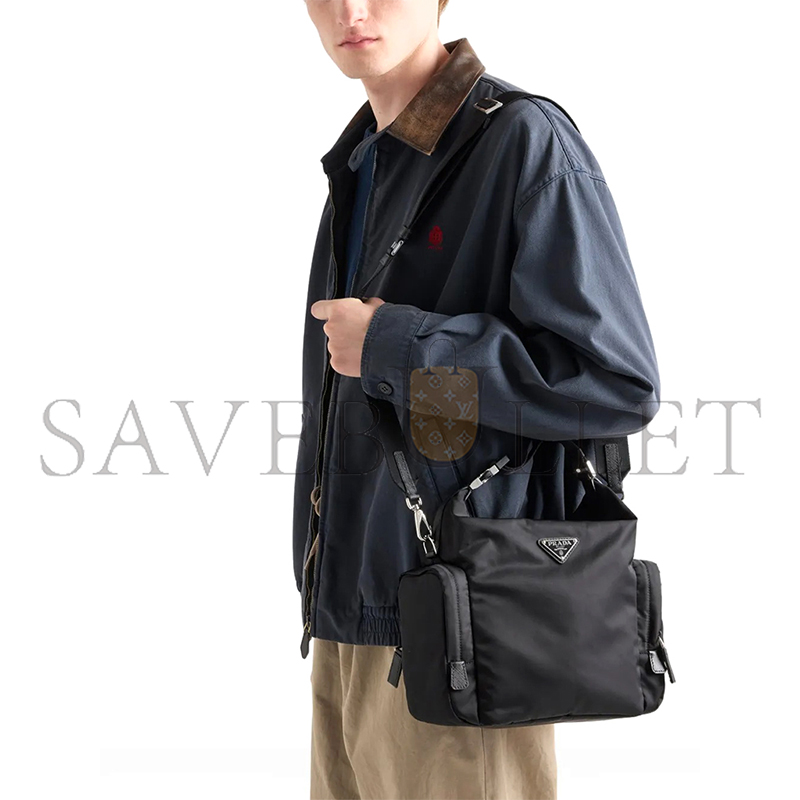 PRADA RE-NYLON AND SAFFIANO LEATHER SHOULDER BAG 2VH212 (25.5*20*12cm)